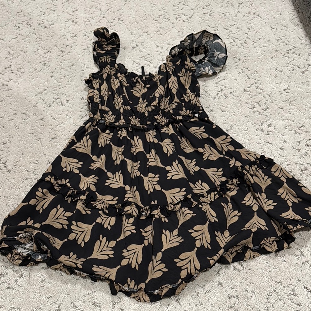 Blu Pepper Black and Tan Mini Dress